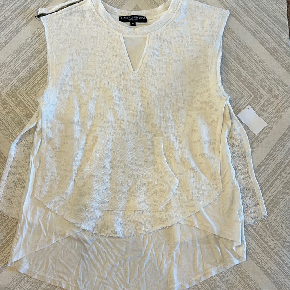 Central Park West Women’s White Front Pocket Layered Tank Top